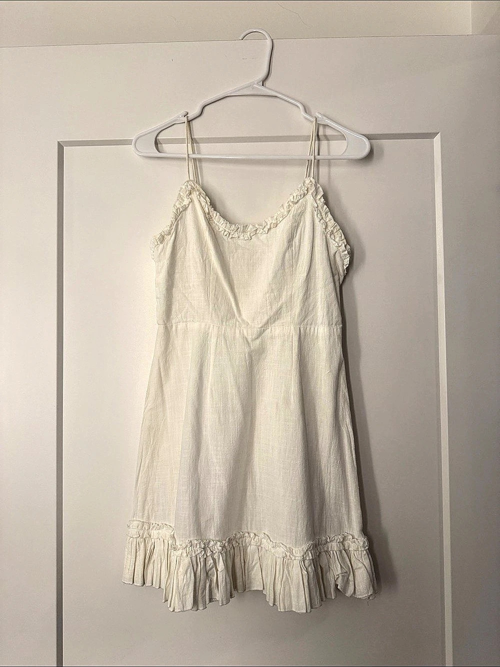 White Ruffle Hem Mini Dress Like New